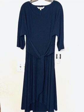 Robbie Bee Navy Tie-Waist Midi Dress